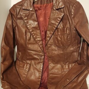 Burgundy Leather Blazer